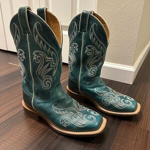 Justin Boots Teal and Tan Women's Western Boots